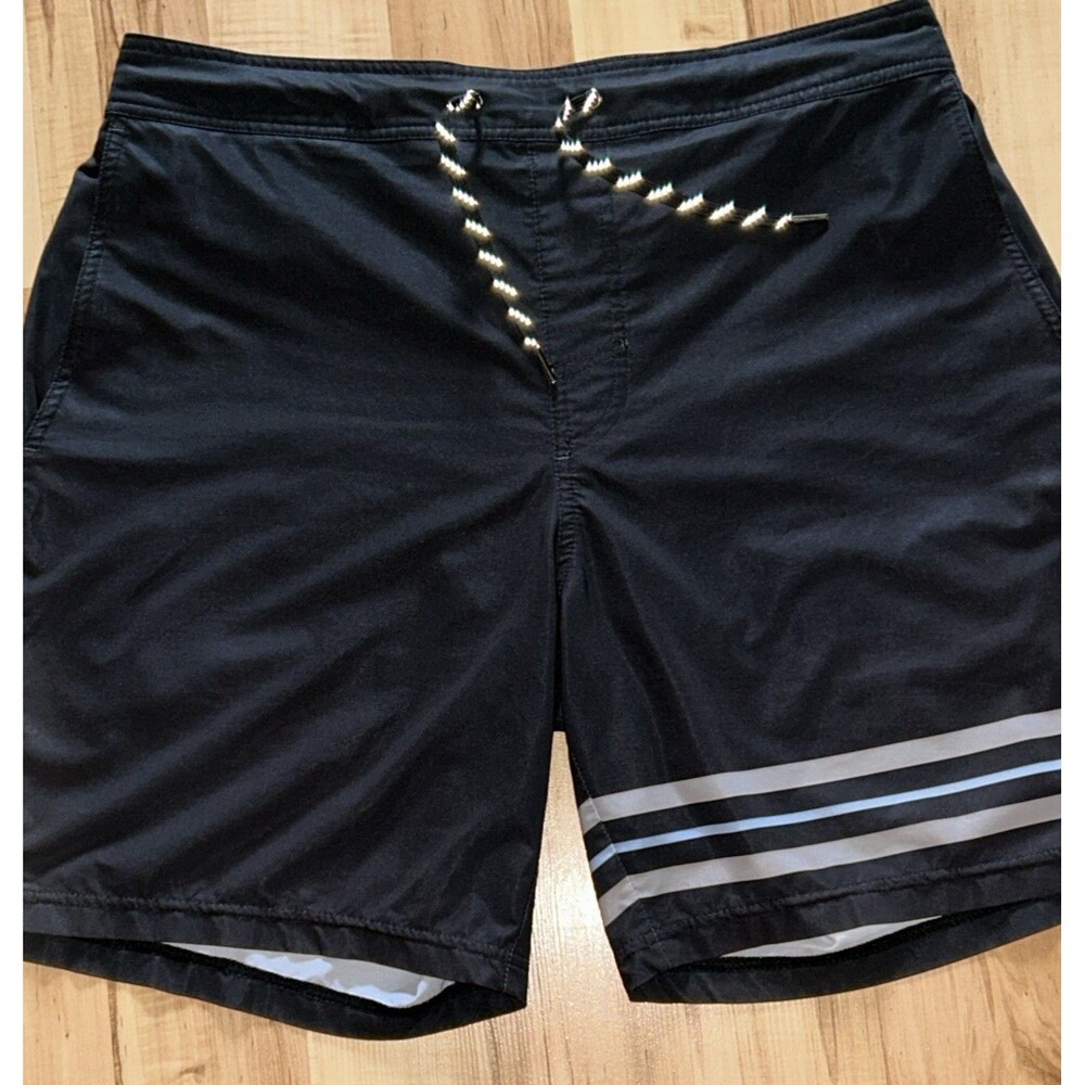 Fair Harbor Board Shorts Ozone Lined Swim Black Stripe Mens Sz XL Surf